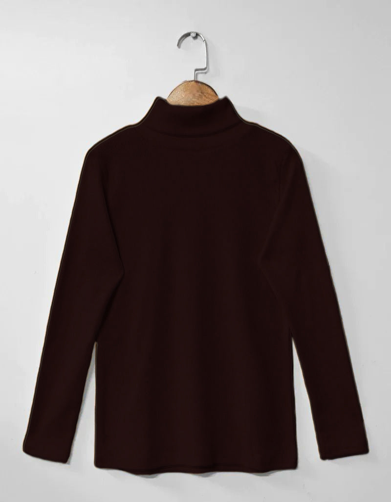 CH # 379 Chakoor Winter Bliss Basic Plain Fleece Ribbed Cotton Warmth High Neck For Women