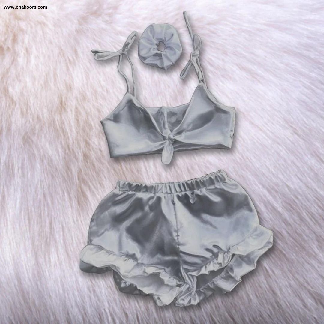 chakoor 3 in 1 satin silk sleepwear set chk # p38