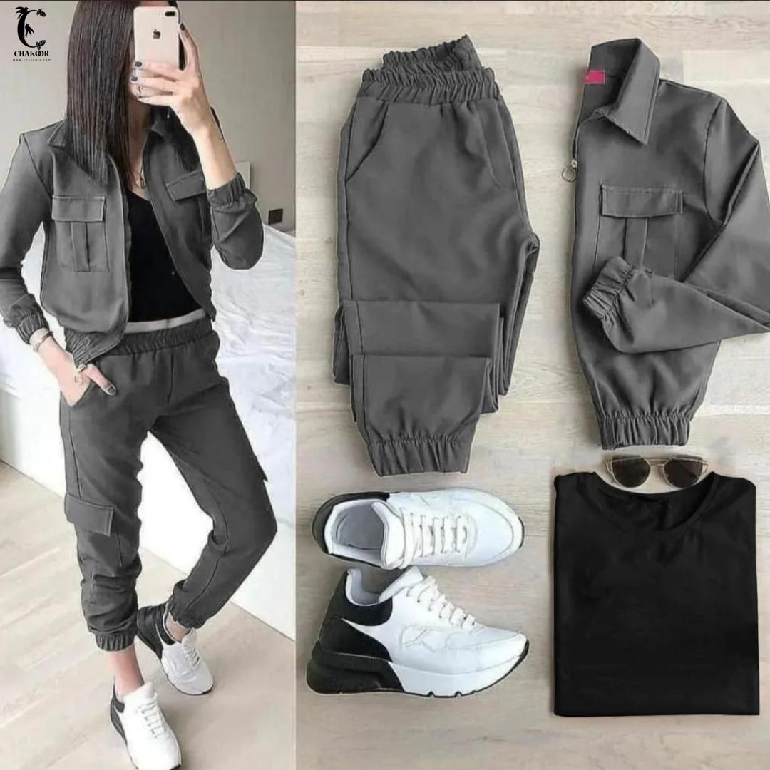 chakoor terno casual fleece zipper blazer , inner shirt with trouser LY0011