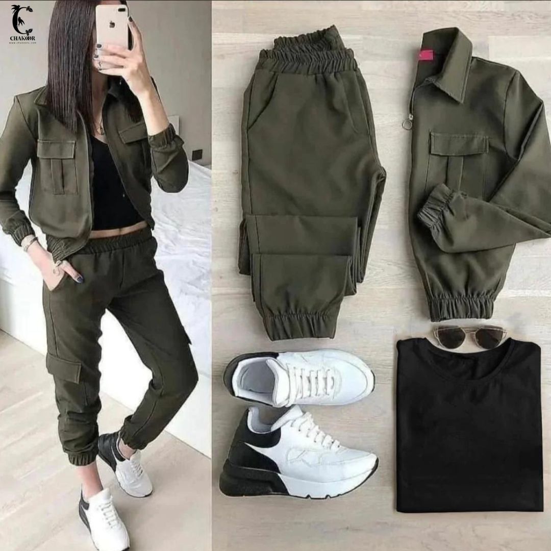 chakoor terno casual fleece zipper blazer , inner shirt with trouser LY0011