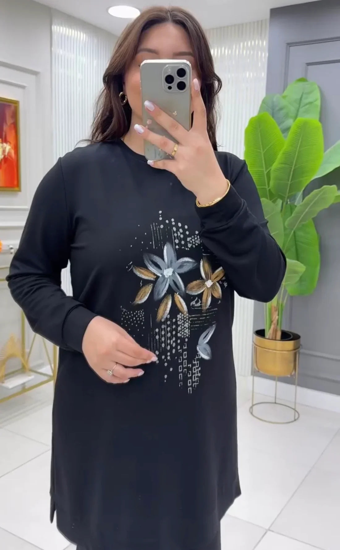 CH # 478 Chakoor Flowers Printed Long Fleece Co-ord Set