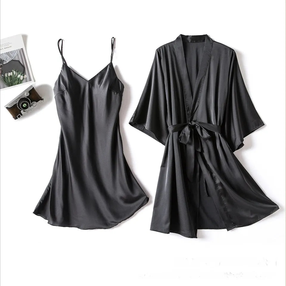 CHK P42 chakoor silk robe with casual woman long top