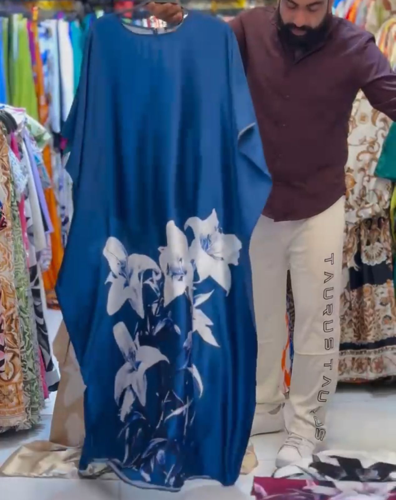 CH # 551 Silk Flowly Kaftaan Dress