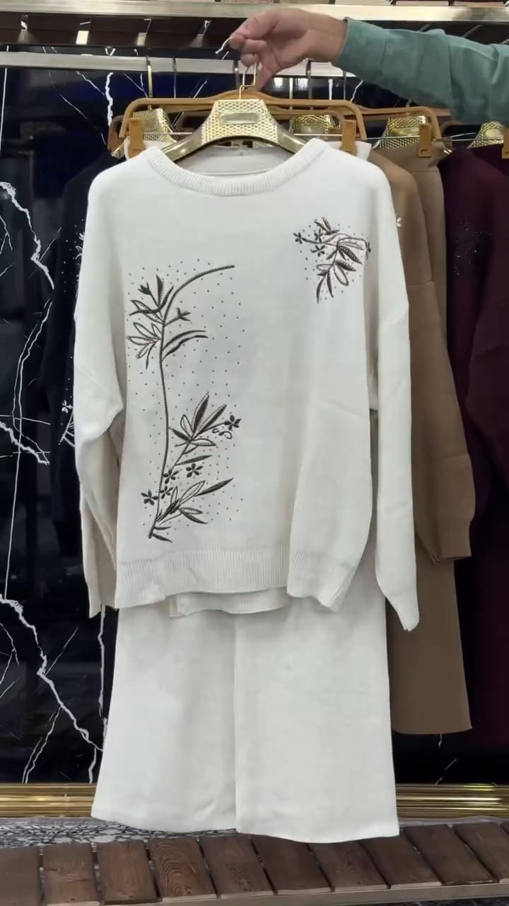 CH 596 Chakoor Floral Printed Warm Fleece Co-ord Set