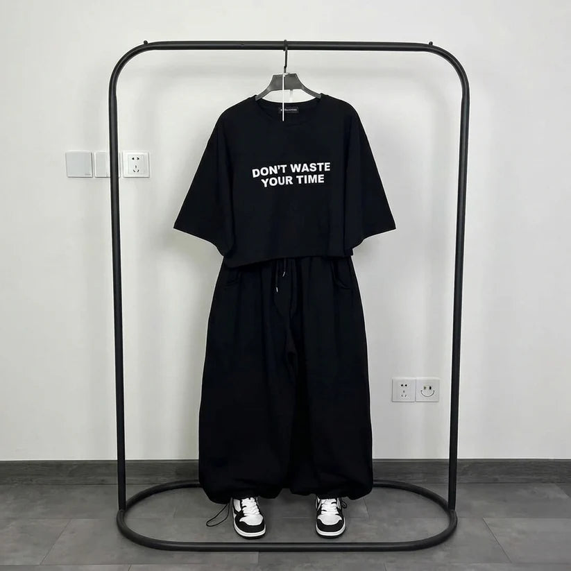 Ch - 6058 - Oversized Short Tee & Trouser Set | Chakoors