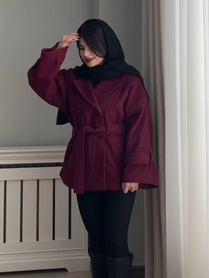 Ch # 506 Chakoor Belted Winter Fleece Coat Fit & Hip Coverage