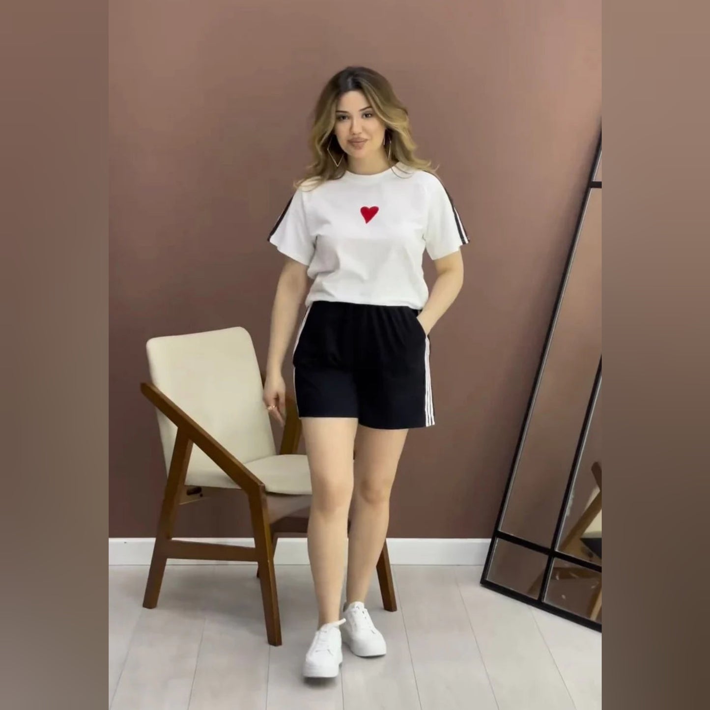 CH # 432 Stripes Short & T-Shirt Lounge Set