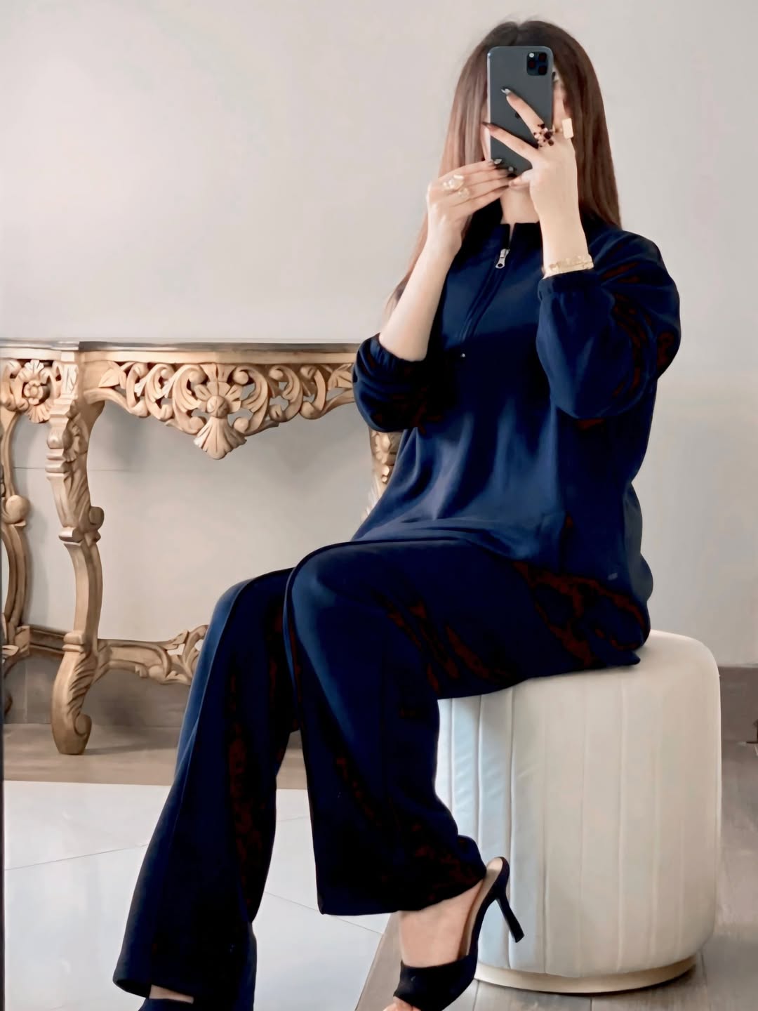 CH 322 chakoor winter side pocket 2 pieces fleece dress