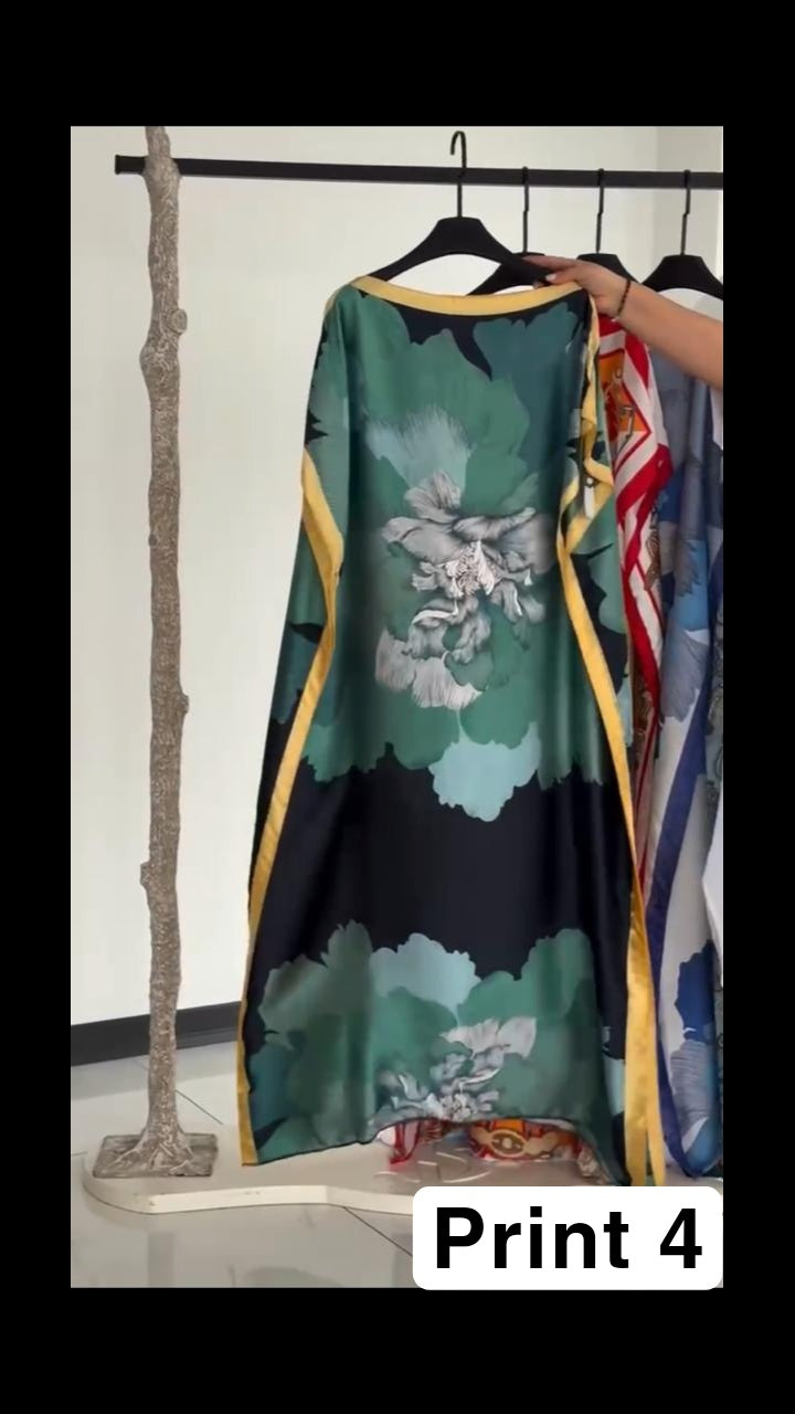 Ch # 6005 Silk Printed Kaftaan Chakoor Dress