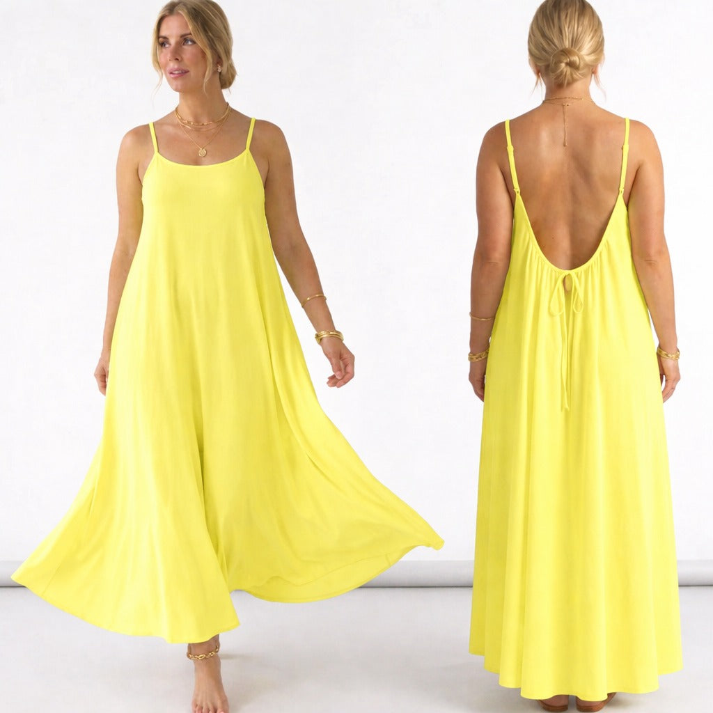 Ch 6028 Seductive Adjustable Backless Cami Maxi Dress - Maternity & Nightwear