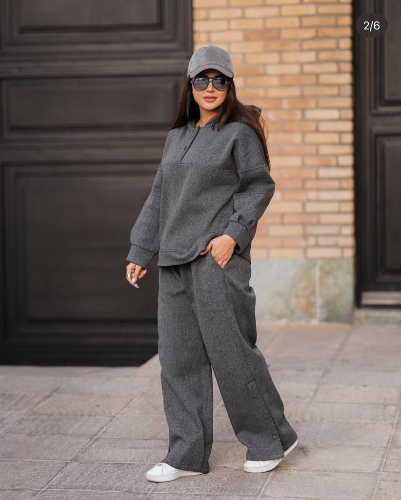 SW # 00106 Chakoor Pcs Button Fashion Hooded Winter Tracksuit