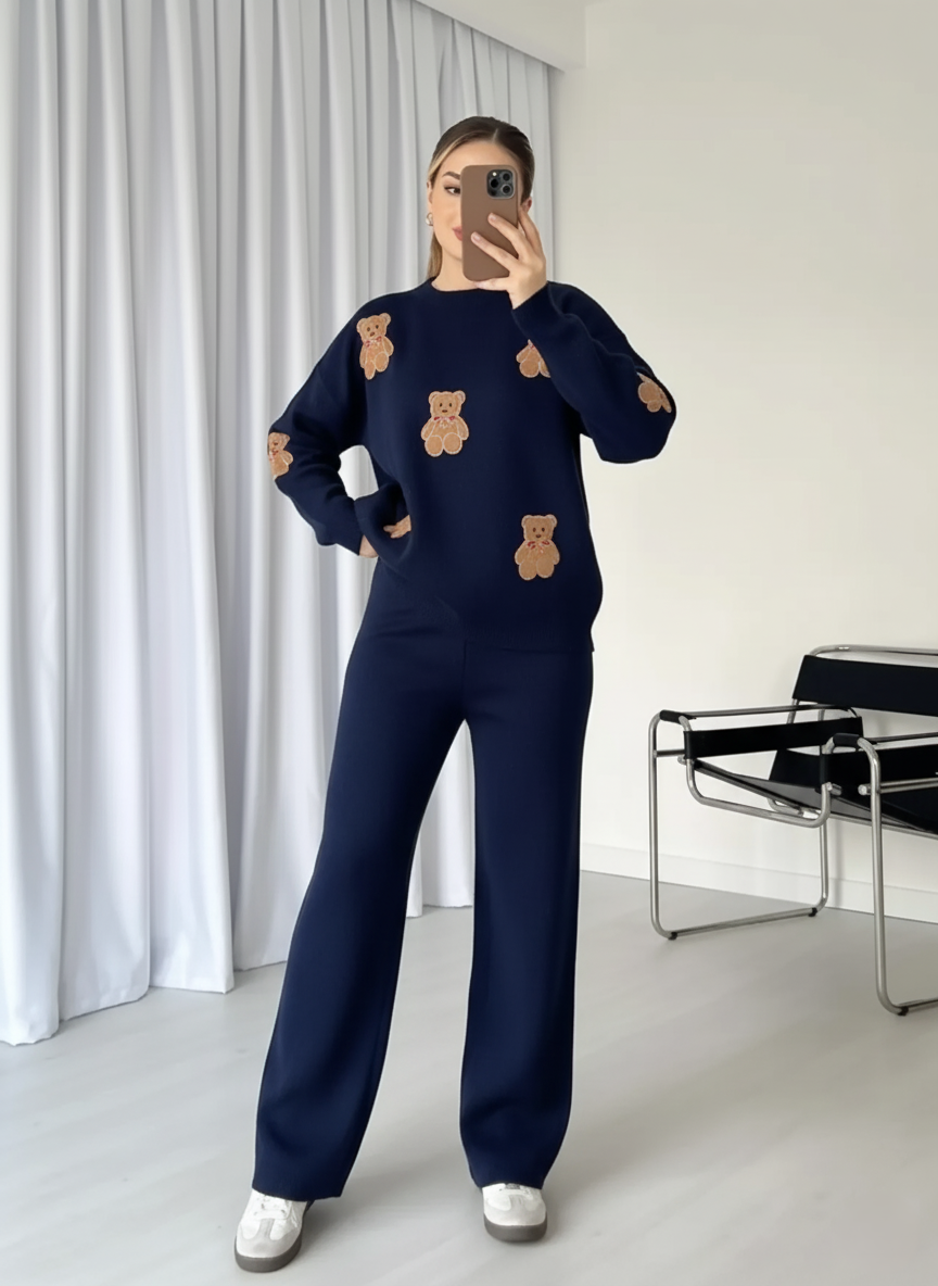 CH 586 Chakoor BearCraze 3D Print Winter Fleece Co-ords Set