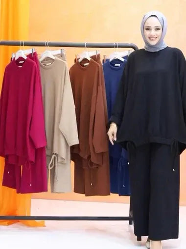 CH 511 |Chakoor| Drop Shoulder Long Loose Winter Fleece Co-ord Set