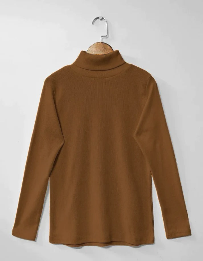 CH # 379 Chakoor Winter Bliss Basic Plain Fleece Ribbed Cotton Warmth High Neck For Women