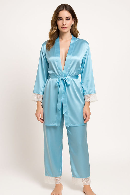CHK # P71 Silk Robe Gown & Trouser Nightwear