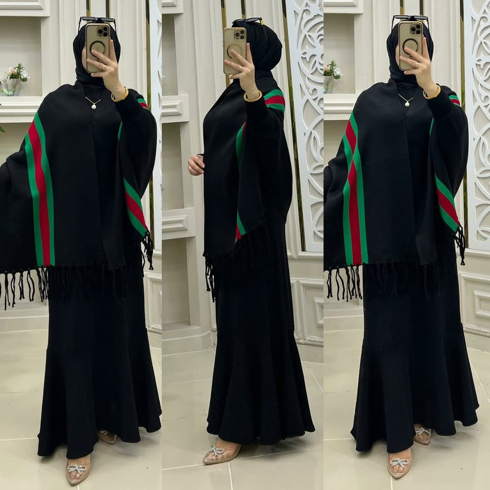 Ch # 514 Chakoor Free Flow Fleece Printed Poncho