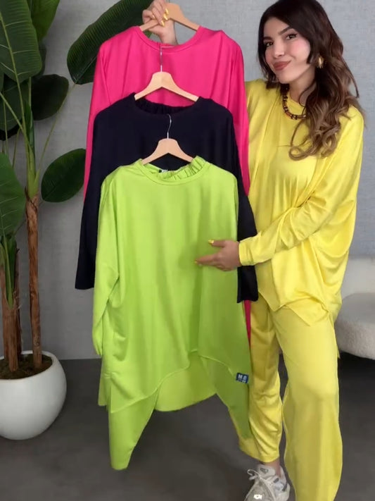 Ch # 558 Chakoor flowly long loose Co ord set for summer