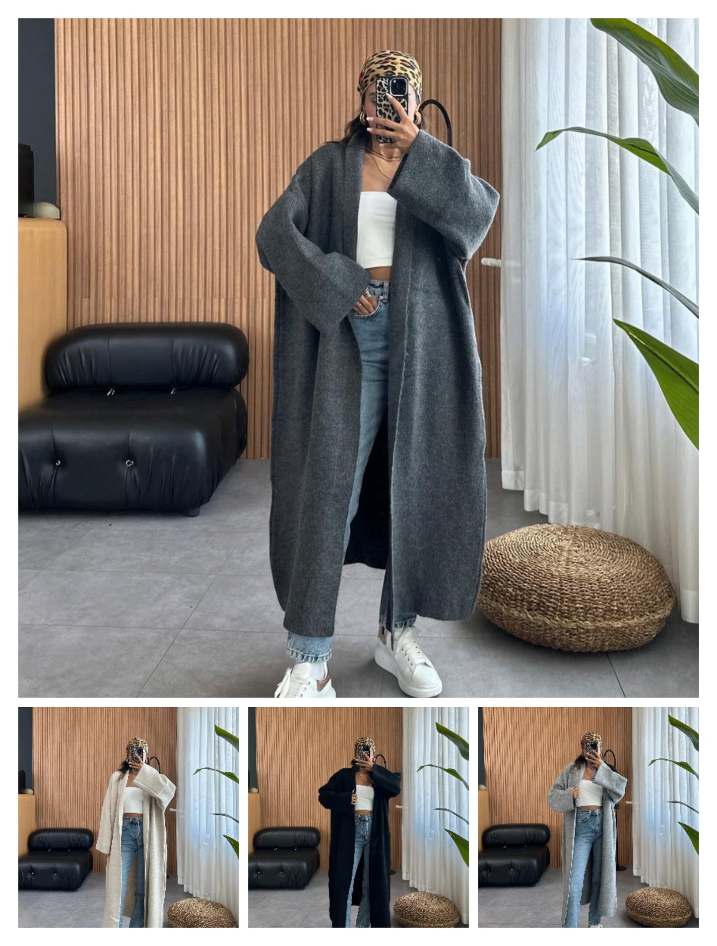 CH # 484 Chakoor Longline Street-Style Long Winter Fleece Fabric Gown