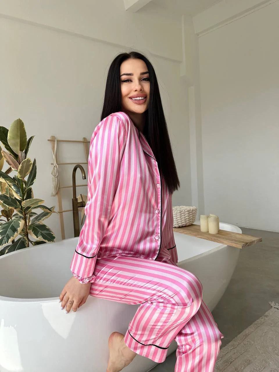CH # 578 | Luxury Printed Silk Pajama Set For Women | D 5