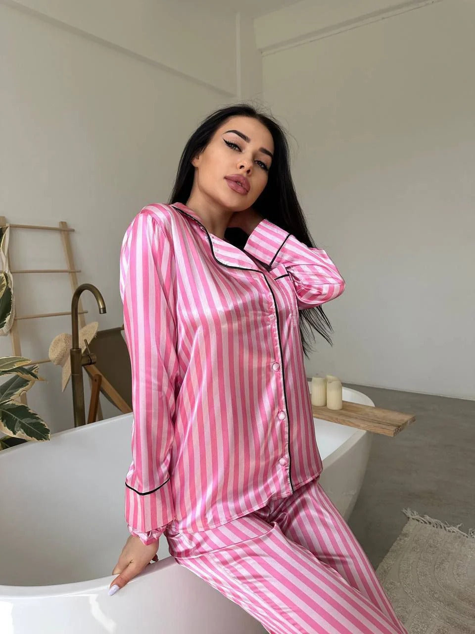 CH # 578 | Luxury Printed Silk Pajama Set For Women | D 5