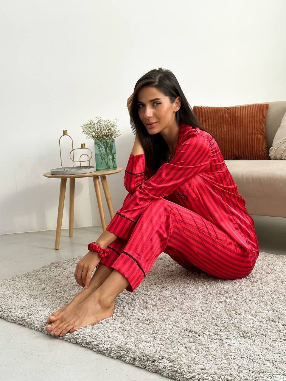 CH # 578 | Luxury Printed Silk Pajama Set For Women | D 8