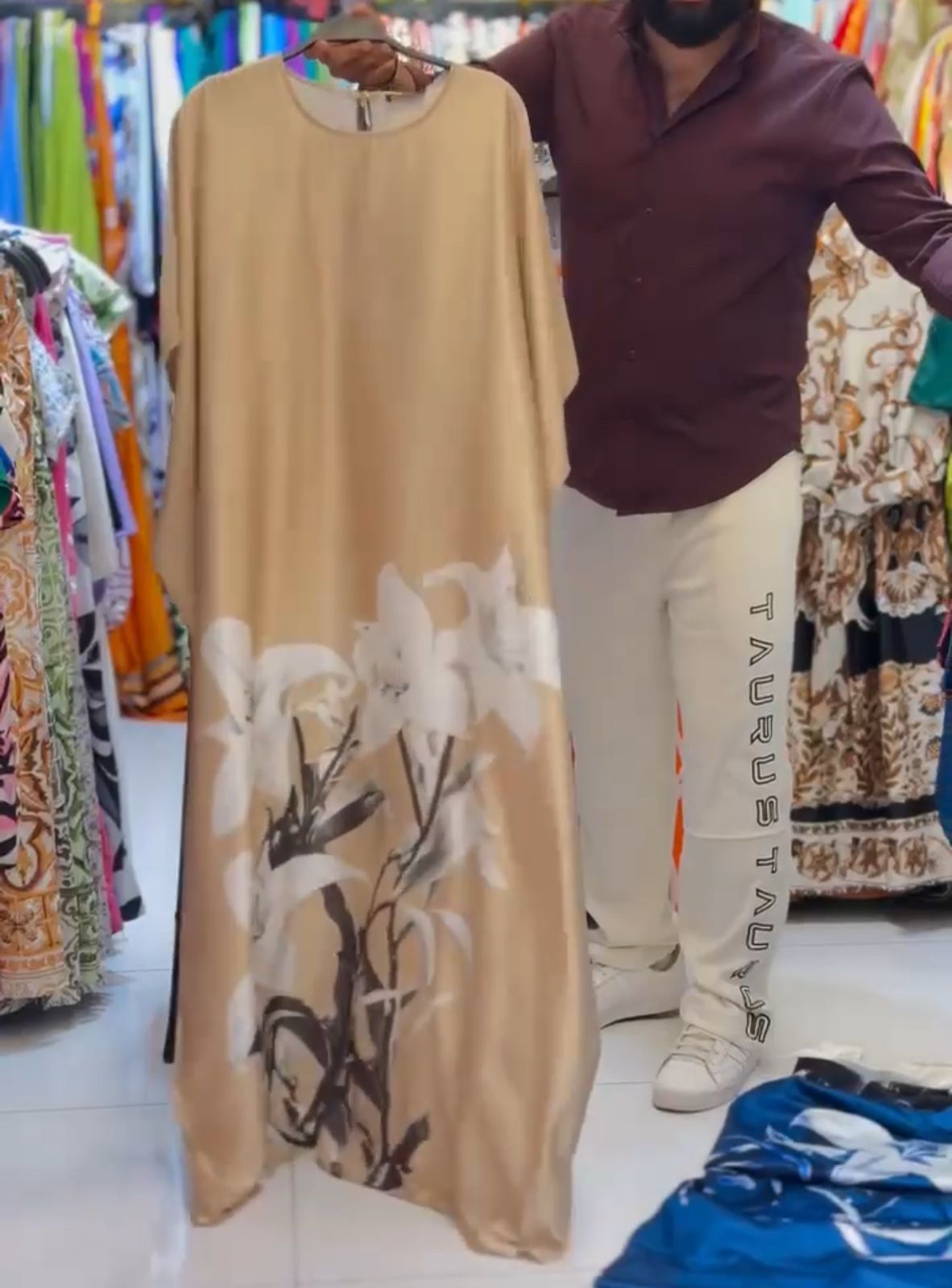 CH # 551 Silk Flowly Kaftaan Dress