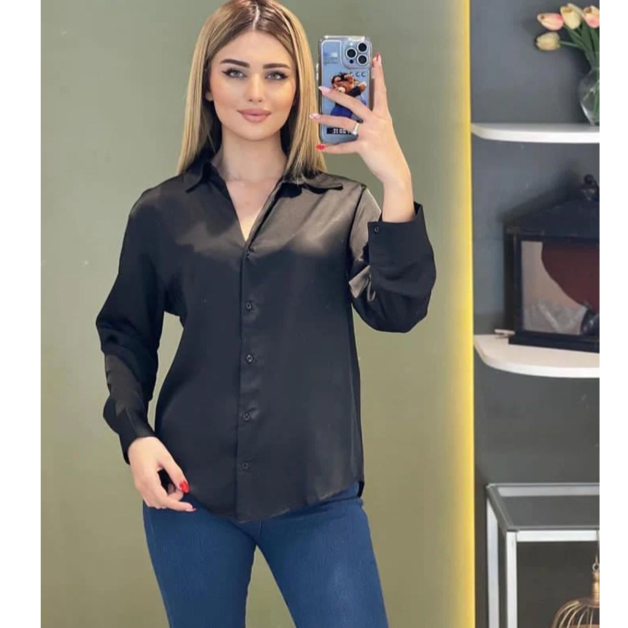 Chakoor Silk Effect Front Button Formal Shirt CHK # P51