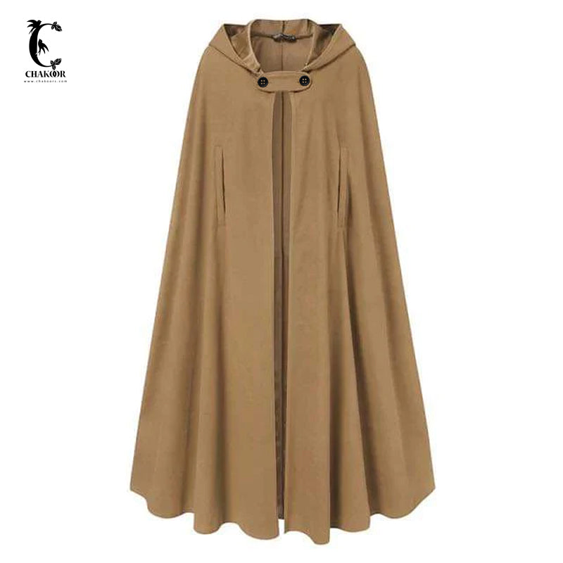 50% Off Chakoor Women Stylish Long Cape Cloak Hooded Coat Autumn Hoodies Poncho Warm Cosplay Outwear Windbreaker CH # 330