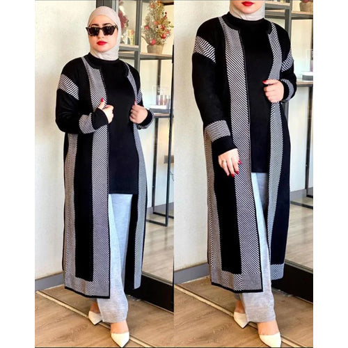 Chakoors winter ready to wear fleece dress long cardigan top & trouser CH # 331