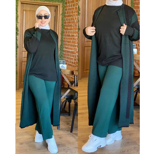 Chakoors winter ready to wear fleece dress long cardigan top & trouser CH # 331
