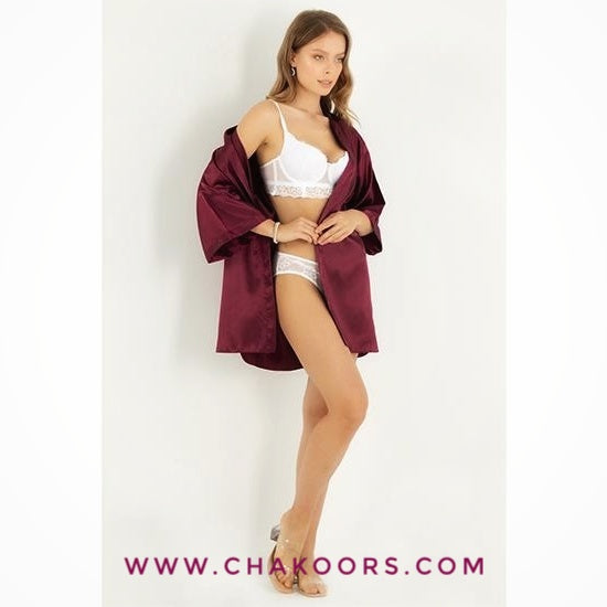 Chakoor's one piece Kimono Bridesmaid Short Robe CHK # P49 - Maroon