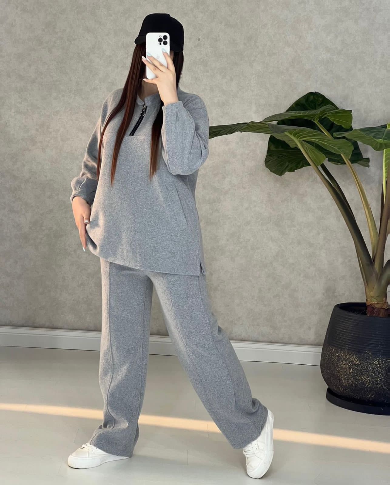 CH 322 chakoor winter side pocket 2 pieces fleece dress