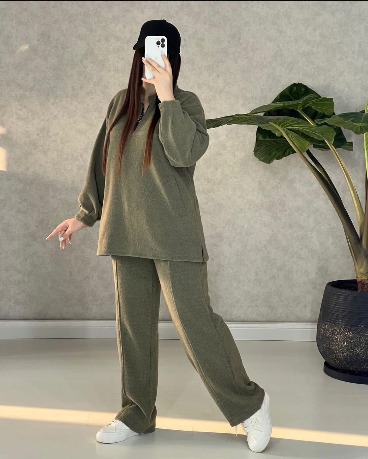 CH 322 chakoor winter side pocket 2 pieces fleece dress