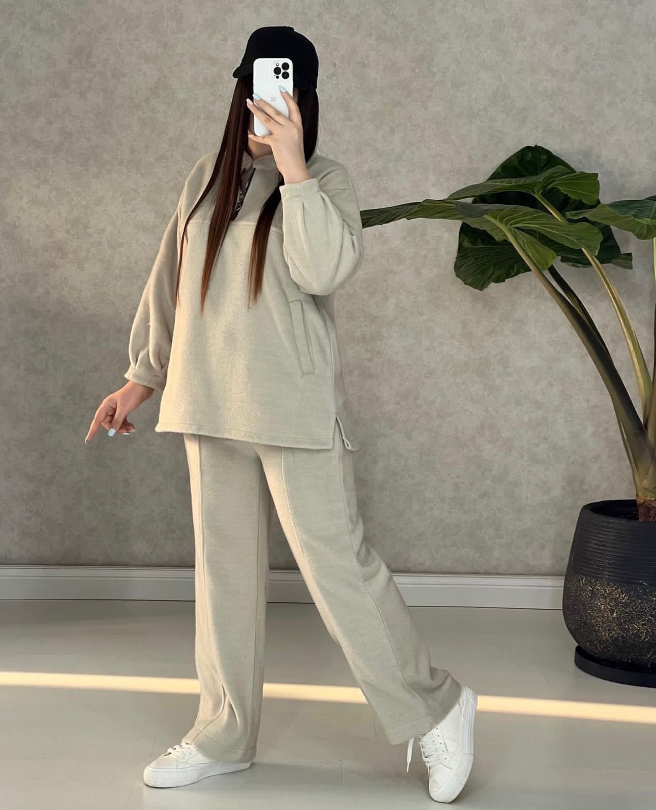 CH 322 chakoor winter side pocket 2 pieces fleece dress