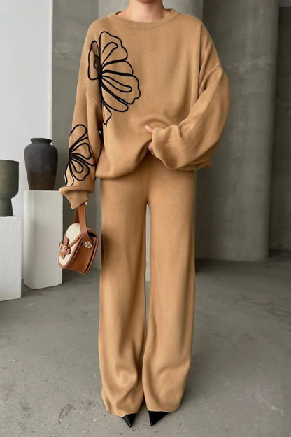 CH # 494 Chakoor Drop Shoulder Petal Printed Fleece Co ord Set For Winters