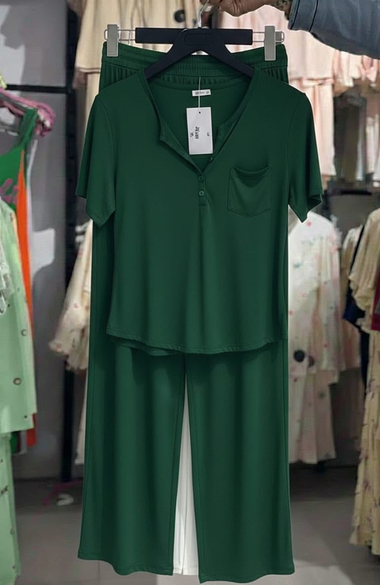 CH # 538 Chakoor 2 pc button casual top with straight trouser