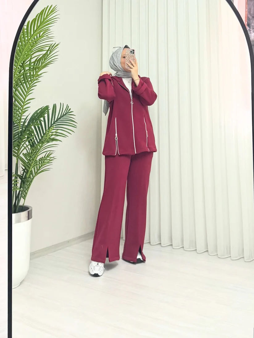 CH 601 - Bootcup Zipper Hooded Style Co-Ord Set - Chakoor