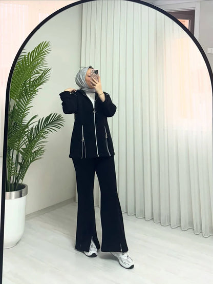 CH 601 - Bootcup Zipper Hooded Style Co-Ord Set - Chakoor