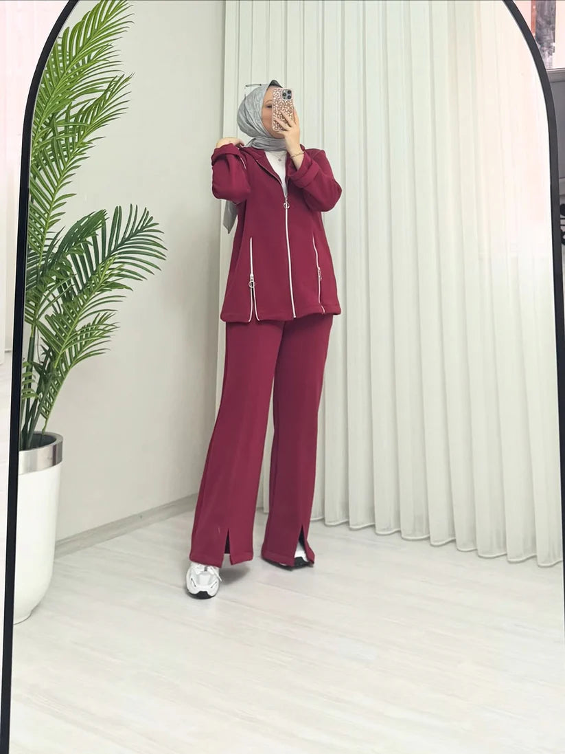 CH 601 - Bootcup Zipper Hooded Style Co-Ord Set - Chakoor