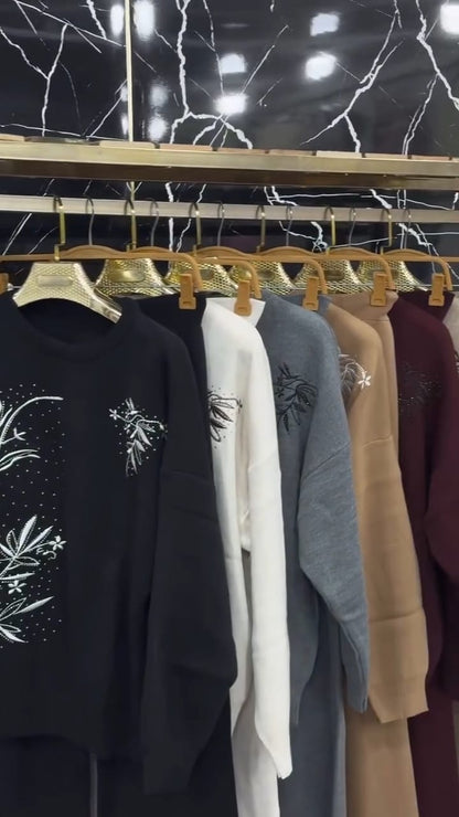 CH 596 Chakoor Floral Printed Warm Fleece Co-ord Set