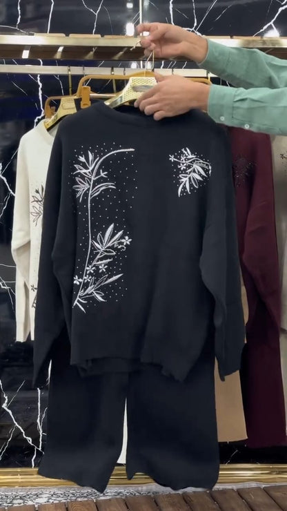 CH 596 Chakoor Floral Printed Warm Fleece Co-ord Set