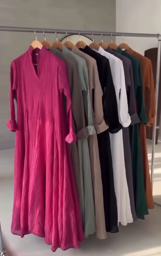 Ch 632 Chakoor Signature Crinkle Pleated Summer Maxi