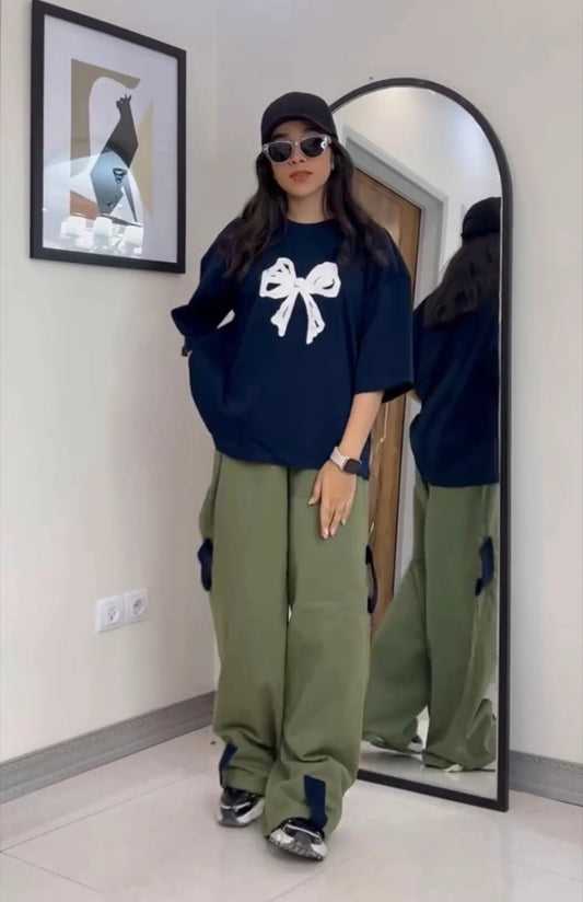Ch # 559 Printed Drop-Shoulder Tee Trouser Pant Co Ord Set