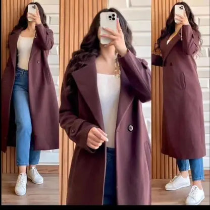 LY # 0023 Chakoor's Moodest Long Warm Fleece Trench Coat For Women