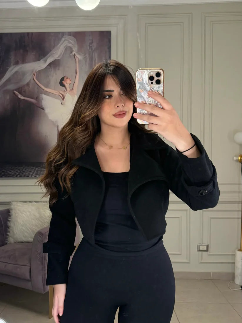 CH - 614 Women’s Stylish Fleece Twin Set – Short Jacket & Inner Outfit - Chakoor