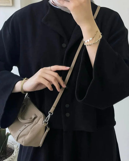 CH 608 - 2 Pcs Winter Outfit Long Frock With Upper Fleece Jacket - CHAKOOR