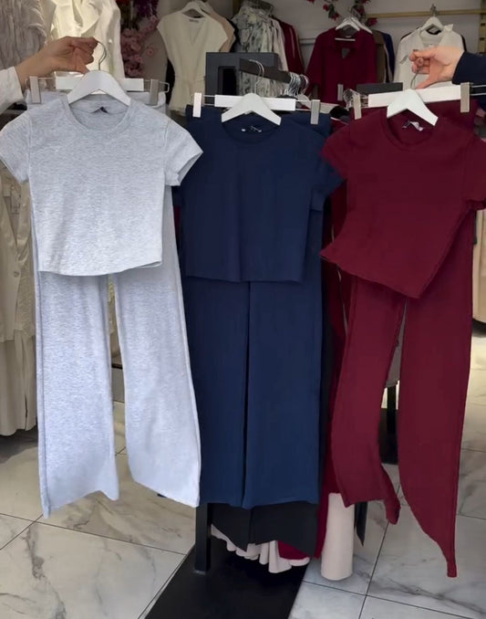 CH # 558 Short T-shirt With Straight Trouser Lounge Wear Set