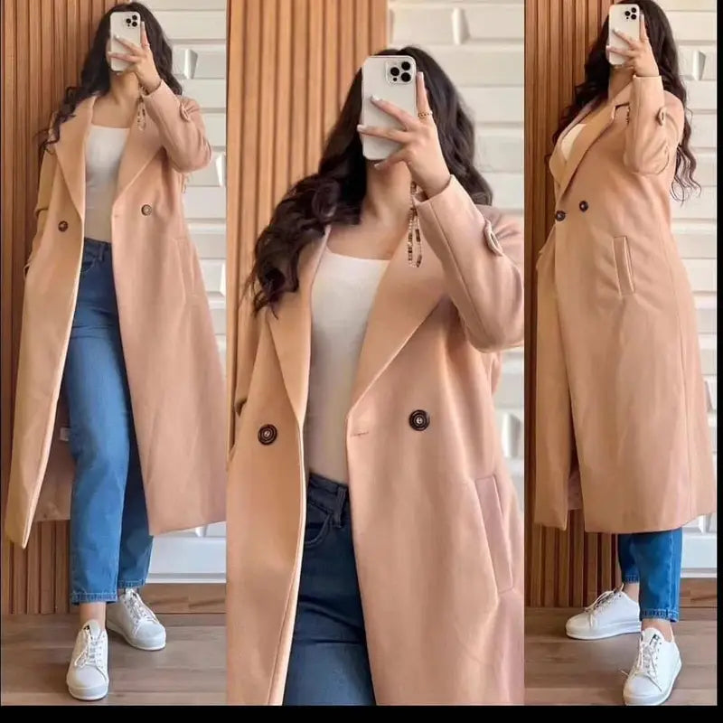 LY # 0023 Chakoor's Moodest Long Warm Fleece Trench Coat For Women