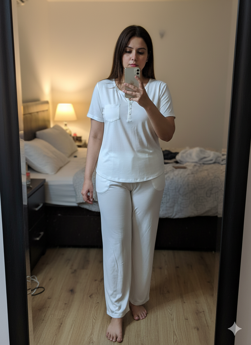 CH # 538 Chakoor 2 pc button casual top with straight trouser