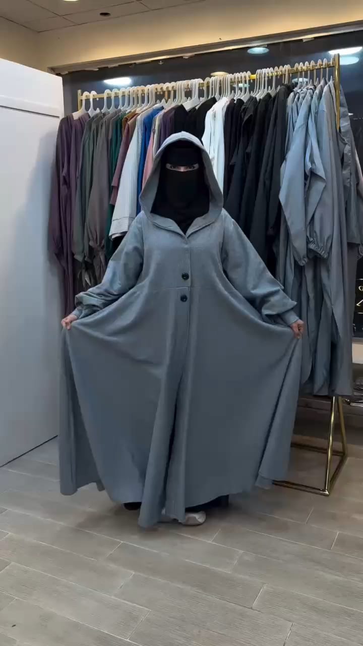 Chakoor 2026 Winter Button-Front Long Frill Hoodie for Women — premium fleece long hoodie with wide flare, two front buttons, frill hem, maxi-style winter outfit in original design, warm and stylish modest wear Pakistan